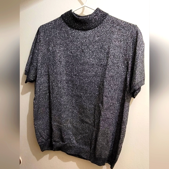 Premiere Collection, x large silver, and black mockneck turtleneck sweater - Picture 1 of 4